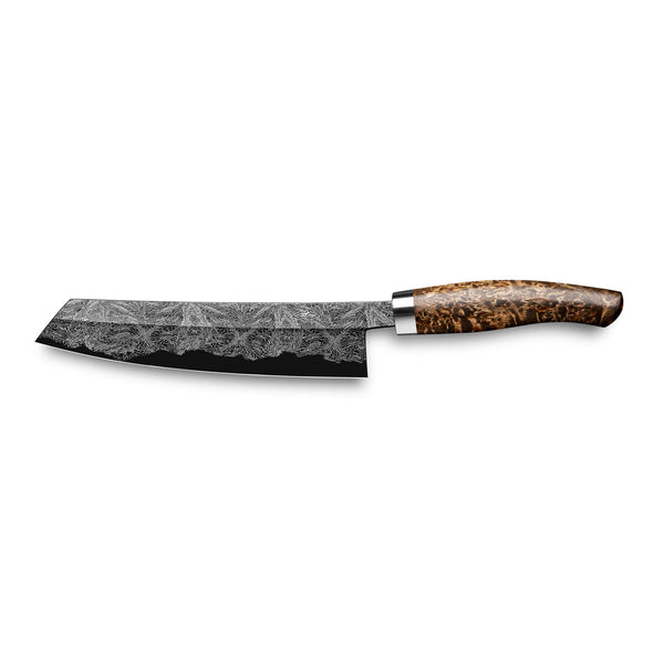 UNIKAT U40 C150 Kochmesser mit handgeschmiedeter Klinge und edlem Holzgriff, ideal für präzises Schneiden.