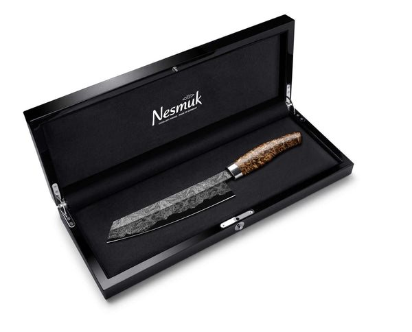 UNIKAT U40 C150 Kochmesser in eleganter Schatulle, handgeschmiedeter Damast, 24.577 Lagen, stilvolle Nesmuk Verpackung.
